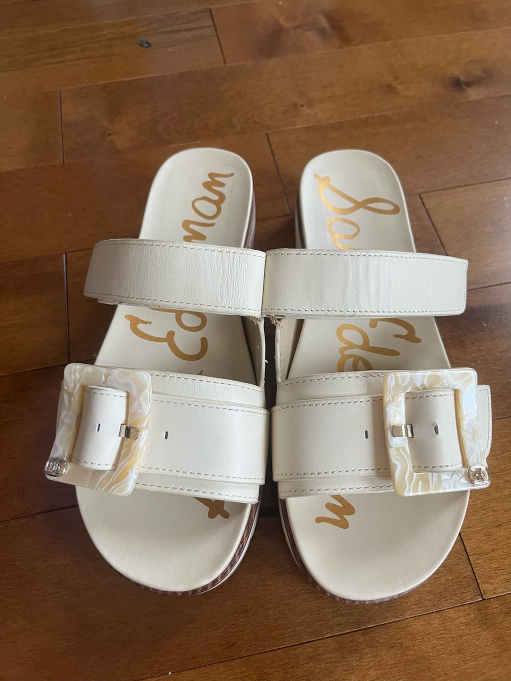 Sam Edelman Adrianna Ivory Double Strap Slide Sandals Size 7 Summer Resort - Picture 8 of 16